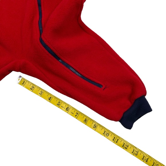 Vintage 90s LL Bean Kids Red & Blue Fleece Snow Suit Bunting One Piece Hooded - Picture 15 of 15